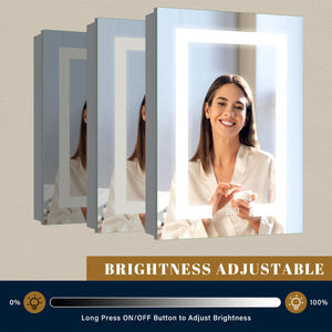 English Elm Led Bathroom Wall Medicine Cabinet Mirror - 32"X24" Lighted, Dimmable, Anti-Fog, Usb, Adjustable Storage T3177P296182