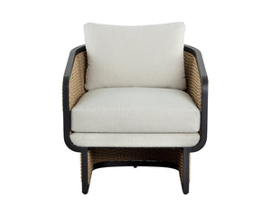 Sunpan OLBIA Lounge Chair - Luxurious Barrelback Design in Louis Cream for Indoor & Outdoor Comfort 111690V