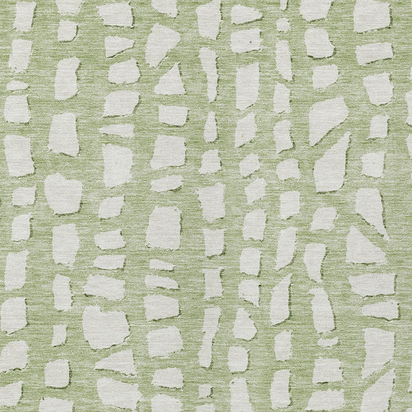 Homeroots 3' Artichoke Green And Ivory Abstract Washable Indoor Outdoor Area Rug For Stylish Spaces 3' X 5' Polyester 585040