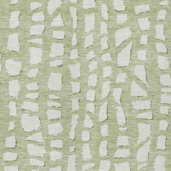 Homeroots 3' Artichoke Green And Ivory Abstract Washable Indoor Outdoor Area Rug For Stylish Spaces 5' X 8' Polyester 585041