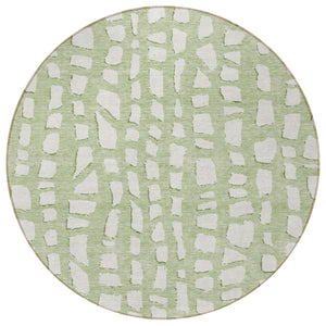 Homeroots 3' Artichoke Green And Ivory Abstract Washable Indoor Outdoor Area Rug For Stylish Spaces 8' Round Polyester 585042