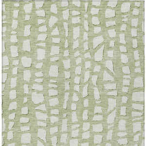 Homeroots 3' Artichoke Green And Ivory Abstract Washable Indoor Outdoor Area Rug For Stylish Spaces 8' X 10' Polyester 585043