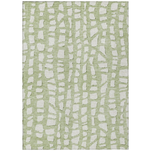 HomeRoots 5' Artichoke Green and Ivory Abstract Area Rug - Stylish, Durable, Washable for Indoor/Outdoor Use 8' X 10' 585043