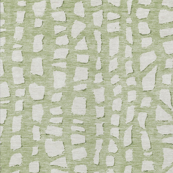 Homeroots 3' Artichoke Green And Ivory Abstract Washable Indoor Outdoor Area Rug For Stylish Spaces 8' X 10' Polyester 585043