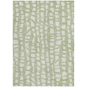 Homeroots 3' Artichoke Green And Ivory Abstract Washable Indoor Outdoor Area Rug For Stylish Spaces 9' X 12' Polyester 585044