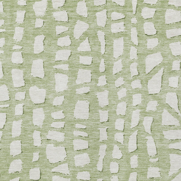 Homeroots 3' Artichoke Green And Ivory Abstract Washable Indoor Outdoor Area Rug For Stylish Spaces 9' X 12' Polyester 585044