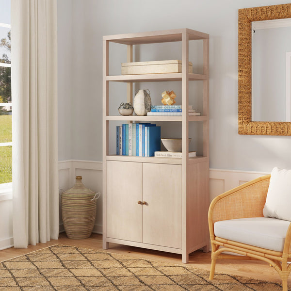 Butler Specialty Company Nora 32" W Wood Etagere Bookcase - Stylish 3-tier Storage With Cabinet Taupe Made From Acacia Wood,Acacia Veneer,Engineered Wood 5850450-butler