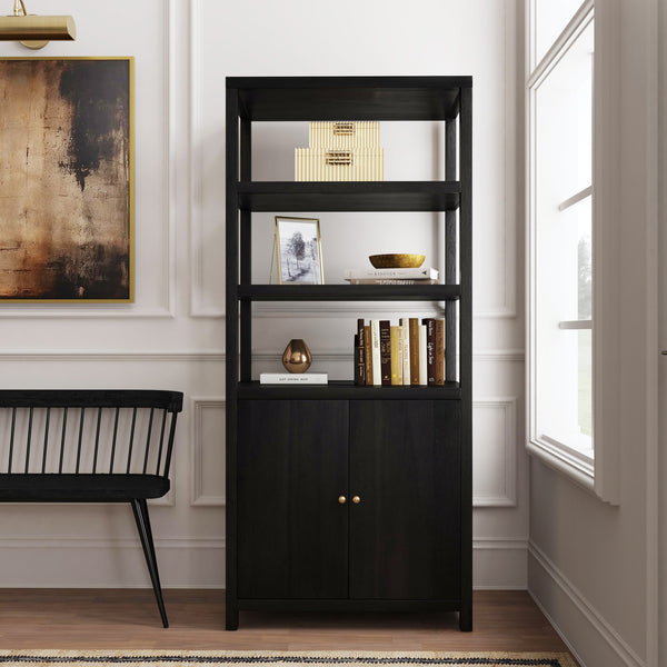 Butler Specialty Company Nora 32" W Wood Etagere Bookcase - Stylish 3-tier Storage With Cabinet Coffee Made From Acacia Wood,Acacia Veneer,Engineered Wood 5850451-butler