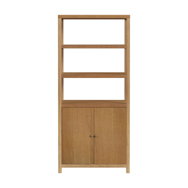 Butler Specialty Company Nora 32" W Wood Etagere Bookcase - Stylish 3-tier Storage With Cabinet Natural Made From Rubberwood,Oak Veneer,Engineered Wood 5850452-butler