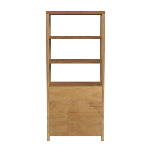 Butler Specialty Company Nora 32" W Wood Etagere Bookcase - Stylish 3-tier Storage With Cabinet Natural Made From Rubberwood,Oak Veneer,Engineered Wood 5850452-butler