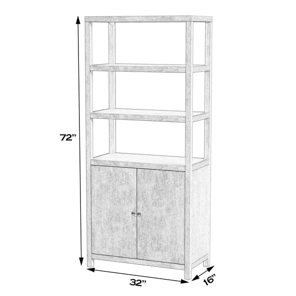 Butler Specialty Company Nora 32" W Wood Etagere Bookcase - Stylish 3-tier Storage With Cabinet Natural Made From Rubberwood,Oak Veneer,Engineered Wood 5850452-butler