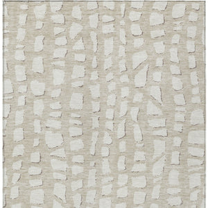 Homeroots 3' Artichoke Green And Ivory Abstract Washable Indoor Outdoor Area Rug For Stylish Spaces 3' X 5' Polyester 585046