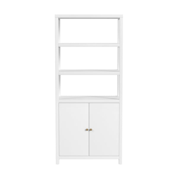 Butler Specialty Company Nora 32" W Wood Etagere Bookcase - Stylish 3-tier Storage With Cabinet White Made From Acacia Wood,Acacia Veneer,Engineered Wood 5850477-butler