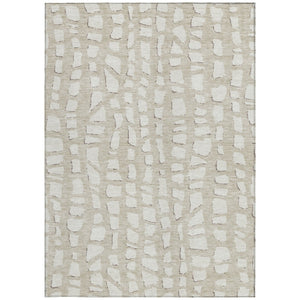 Homeroots 3' Artichoke Green And Ivory Abstract Washable Indoor Outdoor Area Rug For Stylish Spaces 5' X 8' Polyester 585047