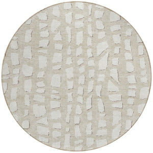 Homeroots 3' Artichoke Green And Ivory Abstract Washable Indoor Outdoor Area Rug For Stylish Spaces 8' Round Polyester 585048