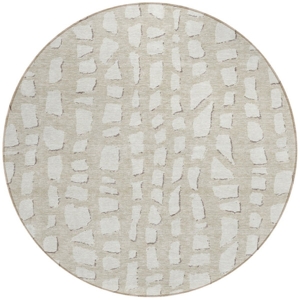 Homeroots 3' Artichoke Green And Ivory Abstract Washable Indoor Outdoor Area Rug For Stylish Spaces 8' Round Polyester 585048