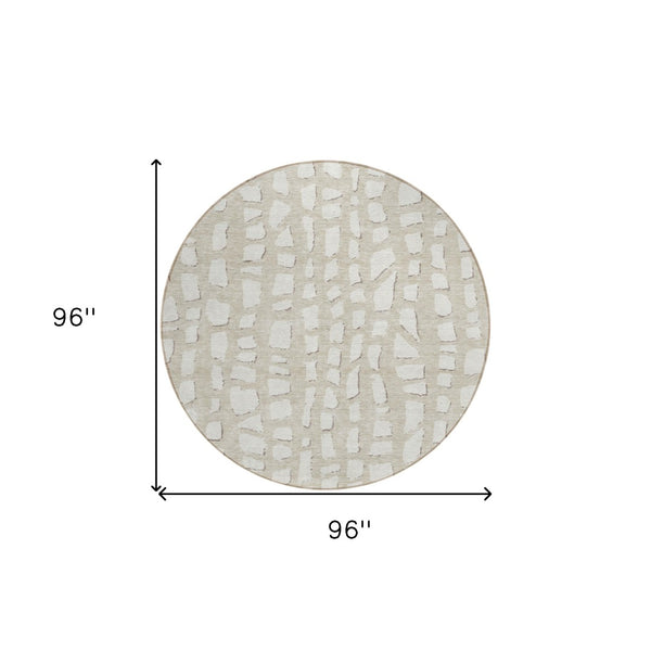 Homeroots 3' Artichoke Green And Ivory Abstract Washable Indoor Outdoor Area Rug For Stylish Spaces 8' Round Polyester 585048