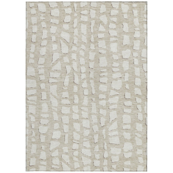 Homeroots 3' Artichoke Green And Ivory Abstract Washable Indoor Outdoor Area Rug For Stylish Spaces 8' X 10' Polyester 585049