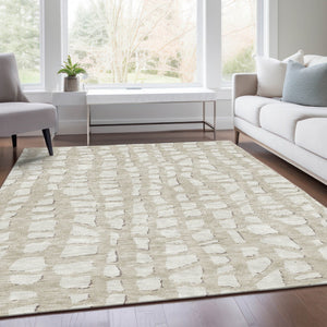 Homeroots 3' Artichoke Green And Ivory Abstract Washable Indoor Outdoor Area Rug For Stylish Spaces 8' X 10' Polyester 585049
