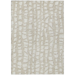HomeRoots 9' Stylish Beige and Ivory Abstract Area Rug for Indoor and Outdoor Use - Durable, Washable Design 9' X 12' 585050