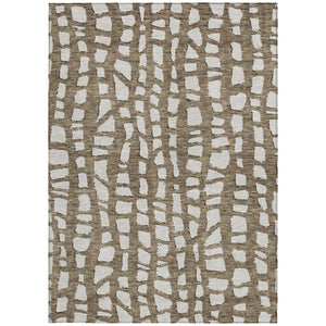 Homeroots 3' Artichoke Green And Ivory Abstract Washable Indoor Outdoor Area Rug For Stylish Spaces 5' X 8' Polyester 585059