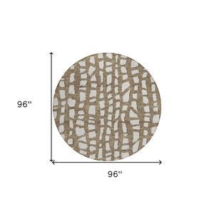 Homeroots 3' Artichoke Green And Ivory Abstract Washable Indoor Outdoor Area Rug For Stylish Spaces 8' Round Polyester 585060