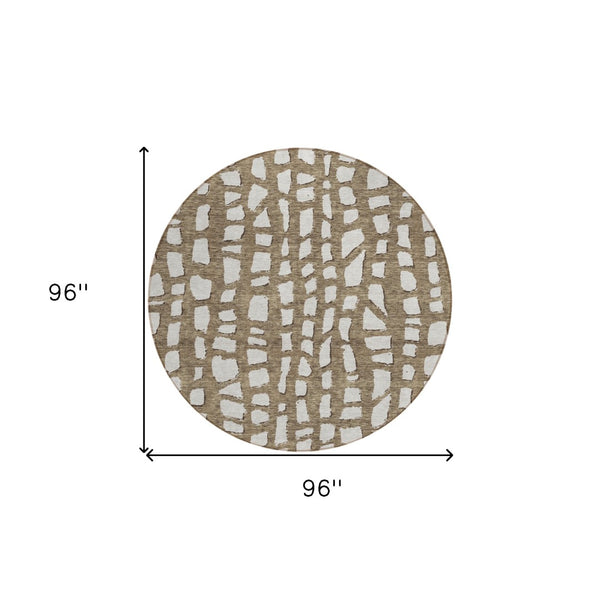 Homeroots 3' Artichoke Green And Ivory Abstract Washable Indoor Outdoor Area Rug For Stylish Spaces 8' Round Polyester 585060