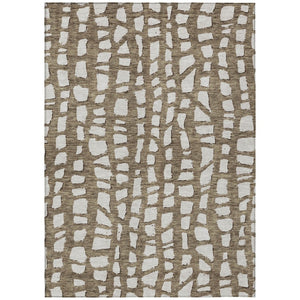 HomeRoots 9' Modern Brown and Ivory Abstract Washable Area Rug for Indoor and Outdoor Durability and Style 9' X 12' 585062