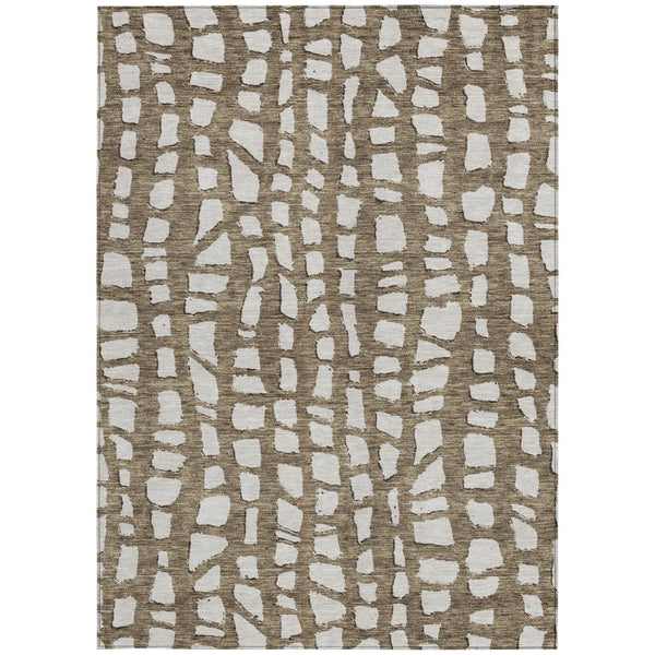 Homeroots 3' Artichoke Green And Ivory Abstract Washable Indoor Outdoor Area Rug For Stylish Spaces 10' X 14' Polyester 585063