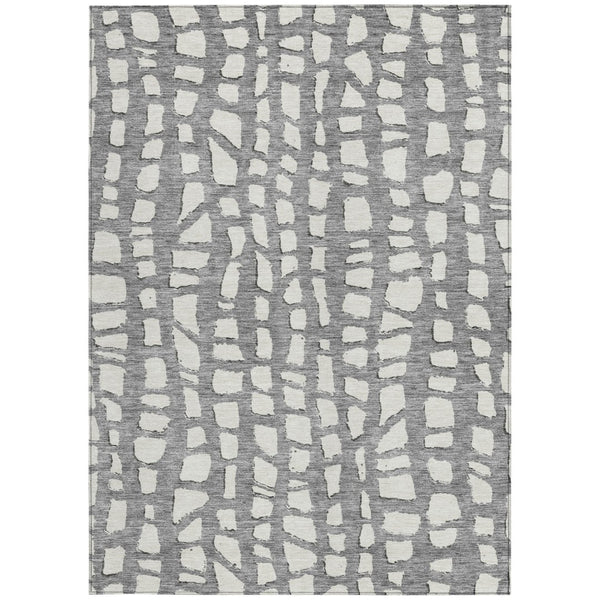 Homeroots 3' Artichoke Green And Ivory Abstract Washable Indoor Outdoor Area Rug For Stylish Spaces 8' X 10' Polyester 585067