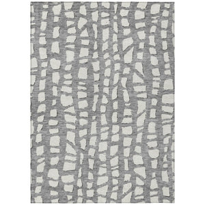HomeRoots 5' Gray and Ivory Abstract Area Rug - Durable, Washable Design for Indoor and Outdoor Use, Easy Care 8' X 10' 585067