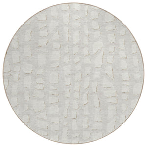 HomeRoots 5' Ivory and Beige Abstract Area Rug - Stylish, Washable, Durable for Indoor and Outdoor Spaces 8' Round 585072