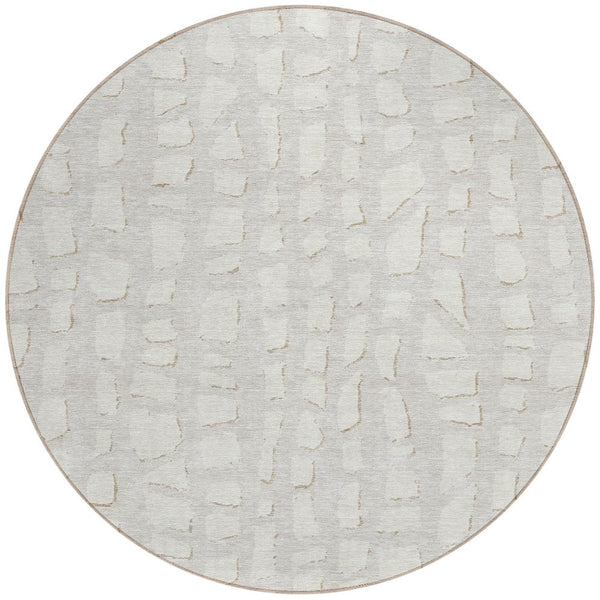 Homeroots 3' Artichoke Green And Ivory Abstract Washable Indoor Outdoor Area Rug For Stylish Spaces 8' Round Polyester 585072