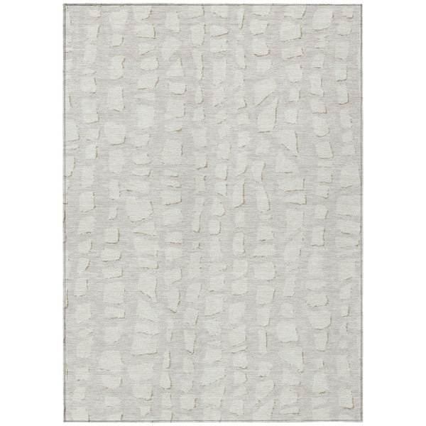HomeRoots 5' Ivory and Beige Abstract Area Rug - Stylish, Washable, Durable for Indoor and Outdoor Spaces 8' X 10' 585073