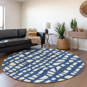 Homeroots 3' Artichoke Green And Ivory Abstract Washable Indoor Outdoor Area Rug For Stylish Spaces 8' Round Polyester 585078