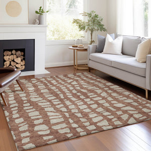 Homeroots 3' Artichoke Green And Ivory Abstract Washable Indoor Outdoor Area Rug For Stylish Spaces 5' X 8' Polyester 585083