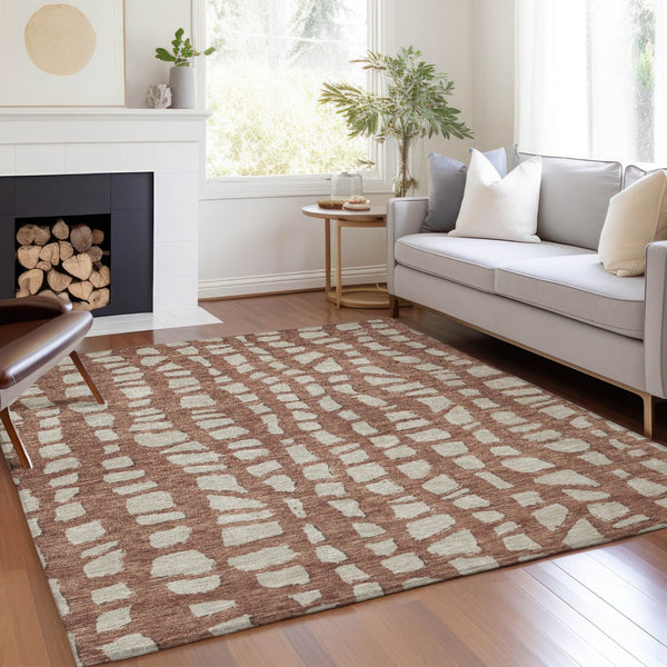 Homeroots 3' Artichoke Green And Ivory Abstract Washable Indoor Outdoor Area Rug For Stylish Spaces 5' X 8' Polyester 585083