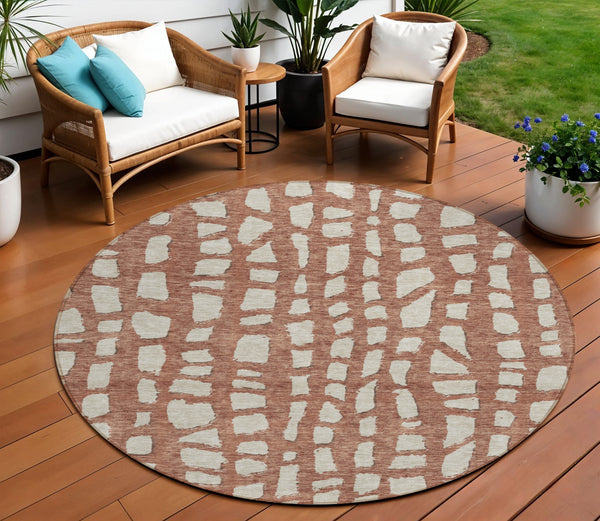 Homeroots 3' Artichoke Green And Ivory Abstract Washable Indoor Outdoor Area Rug For Stylish Spaces 8' Round Polyester 585084
