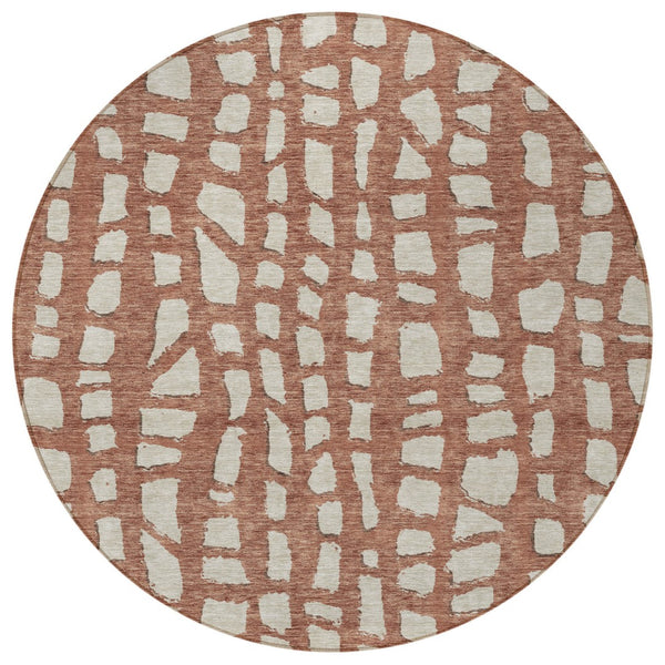 Homeroots 3' Artichoke Green And Ivory Abstract Washable Indoor Outdoor Area Rug For Stylish Spaces 8' Round Polyester 585084