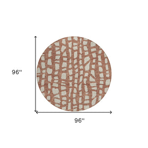 Homeroots 3' Artichoke Green And Ivory Abstract Washable Indoor Outdoor Area Rug For Stylish Spaces 8' Round Polyester 585084