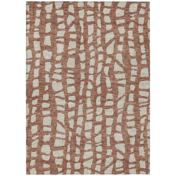 HomeRoots 9' Stylish Orange and Ivory Abstract Area Rug for Indoor and Outdoor Spaces - Durable and Washable 9' X 12' 585086