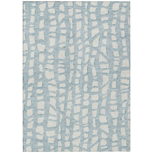 HomeRoots 9' Sky Blue and Ivory Abstract Area Rug - Stylish, Washable Design for Indoor and Outdoor Spaces 9' X 12' 585092