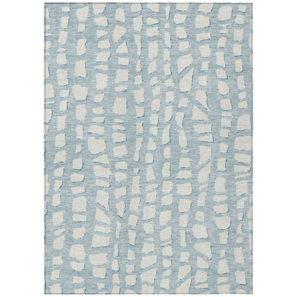 HomeRoots 9' Sky Blue and Ivory Abstract Area Rug - Stylish, Washable Design for Indoor and Outdoor Spaces 9' X 12' 585092