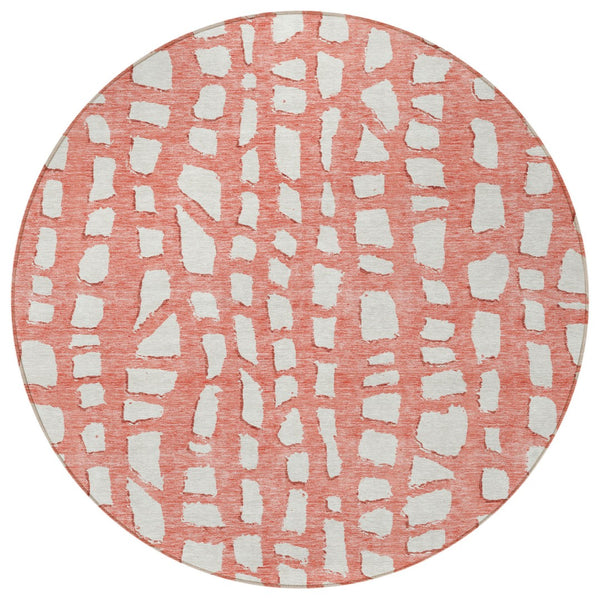 Homeroots 3' Artichoke Green And Ivory Abstract Washable Indoor Outdoor Area Rug For Stylish Spaces 8' Round Polyester 585096