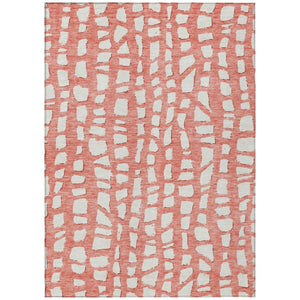HomeRoots 5' Salmon and Ivory Abstract Area Rug - Stylish, Washable, Stain-Resistant for Indoor & Outdoor Use 10' X 14' 585099