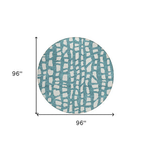 Homeroots 3' Artichoke Green And Ivory Abstract Washable Indoor Outdoor Area Rug For Stylish Spaces 8' Round Polyester 585108