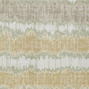 Homeroots 3' Artichoke Green And Ivory Striped Washable Area Rug - Perfect For Indoor And Outdoor Spaces! 5' X 8' Polyester 585113