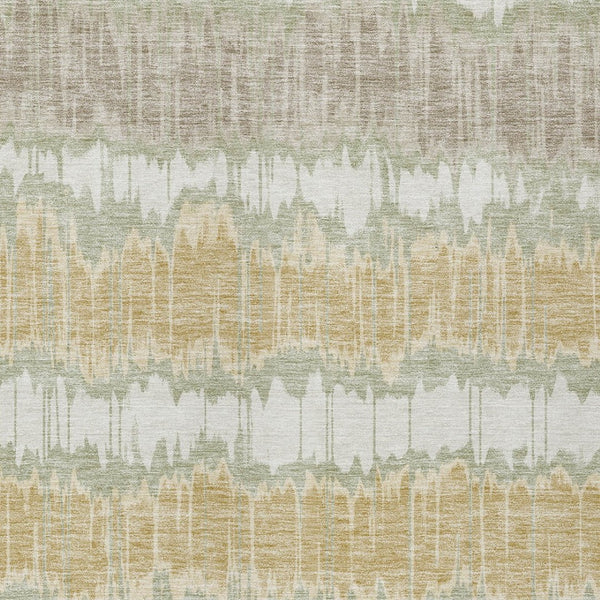 Homeroots 3' Artichoke Green And Ivory Striped Washable Area Rug - Perfect For Indoor And Outdoor Spaces! 5' X 8' Polyester 585113