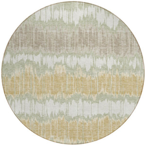Homeroots 3' Artichoke Green And Ivory Striped Washable Area Rug - Perfect For Indoor And Outdoor Spaces! 8' Round Polyester 585114