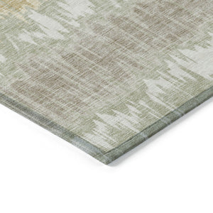 Homeroots 3' Artichoke Green And Ivory Striped Washable Area Rug - Perfect For Indoor And Outdoor Spaces! 10' X 14' Polyester 585117